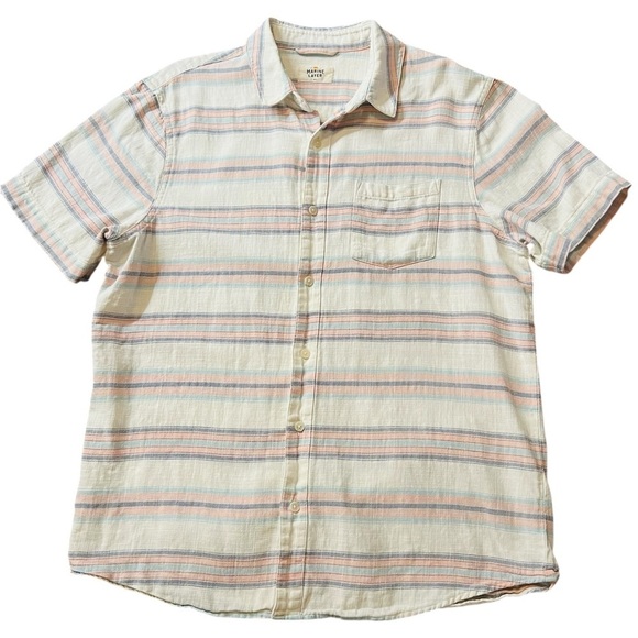 Marine Layer Women’s White, Pink & Blue Striped Button Down Shirt Size M/L - Picture 1 of 8